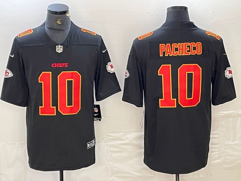 Men Kansas City Chiefs #10 Pacheco Black gold 2024 Nike Vapor Limited NFL Jersey style 1